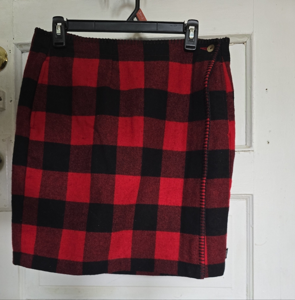 Woolrich Red and Black Buffalo Plaid Wrap Skirt